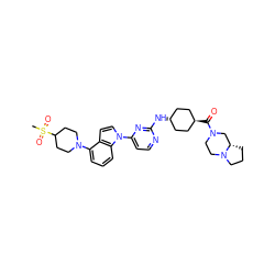 CS(=O)(=O)C1CCN(c2cccc3c2ccn3-c2ccnc(N[C@H]3CC[C@H](C(=O)N4CCN5CCC[C@H]5C4)CC3)n2)CC1 ZINC000261145702