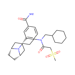 CS(=O)(=O)CC(=O)N(CCCN1[C@H]2CC[C@@H]1C[C@H](c1cccc(C(N)=O)c1)C2)CC1CCCCC1 ZINC000117299460