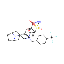 CS(=O)(=O)CC(=O)N(CCN1[C@H]2CC[C@@H]1C[C@H](c1cccc(C(N)=O)c1)C2)CC1CCC(C(F)(F)F)CC1 ZINC000117294171