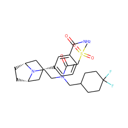 CS(=O)(=O)CC(=O)N(CCN1[C@H]2CC[C@@H]1C[C@H](c1cccc(C(N)=O)c1)C2)CC1CCC(F)(F)CC1 ZINC000117296694