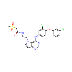 CS(=O)(=O)CC(=O)NCCn1ccc2ncnc(Nc3ccc(Oc4cccc(Cl)c4)c(Cl)c3)c21 ZINC000095561124