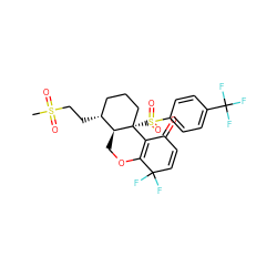 CS(=O)(=O)CC[C@@H]1CCC[C@@]2(S(=O)(=O)c3ccc(C(F)(F)F)cc3)C3=C(OC[C@@H]12)C(F)(F)C=CC3=O ZINC000095597083