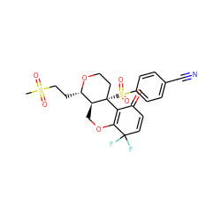 CS(=O)(=O)CC[C@@H]1OCC[C@@]2(S(=O)(=O)c3ccc(C#N)cc3)C3=C(OC[C@@H]12)C(F)(F)C=CC3=O ZINC000095593615