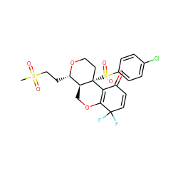 CS(=O)(=O)CC[C@@H]1OCC[C@@]2(S(=O)(=O)c3ccc(Cl)cc3)C3=C(OC[C@@H]12)C(F)(F)C=CC3=O ZINC000095594338