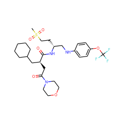 CS(=O)(=O)CC[C@H](CNc1ccc(OC(F)(F)F)cc1)NC(=O)[C@@H](CC(=O)N1CCOCC1)CC1CCCCC1 ZINC000014971707