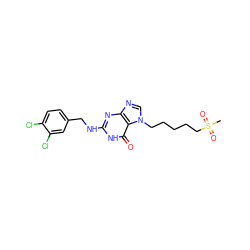 CS(=O)(=O)CCCCCn1cnc2nc(NCc3ccc(Cl)c(Cl)c3)[nH]c(=O)c21 ZINC000028338497