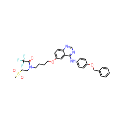 CS(=O)(=O)CCN(CCCCOc1ccc2ncnc(Nc3ccc(OCc4ccccc4)cc3)c2c1)C(=O)C(F)(F)F ZINC000014945049