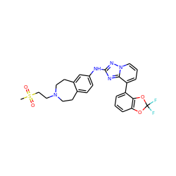 CS(=O)(=O)CCN1CCc2ccc(Nc3nc4c(-c5cccc6c5OC(F)(F)O6)cccn4n3)cc2CC1 ZINC000096169756