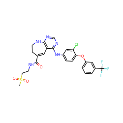 CS(=O)(=O)CCNC(=O)C1=Cc2c(ncnc2Nc2ccc(Oc3cccc(C(F)(F)F)c3)c(Cl)c2)NCC1 ZINC000095603165