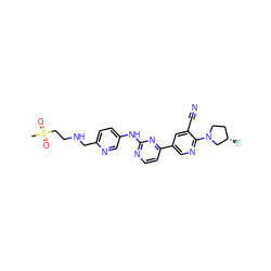 CS(=O)(=O)CCNCc1ccc(Nc2nccc(-c3cnc(N4CC[C@H](F)C4)c(C#N)c3)n2)cn1 ZINC000221113815