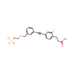 CS(=O)(=O)CCOCc1cccc(C#Cc2ccc(CCC(=O)O)c(F)c2)c1 ZINC000096270389