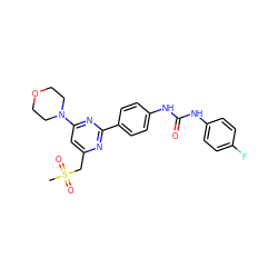 CS(=O)(=O)Cc1cc(N2CCOCC2)nc(-c2ccc(NC(=O)Nc3ccc(F)cc3)cc2)n1 ZINC000084651930