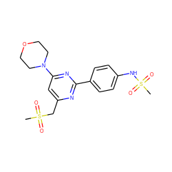 CS(=O)(=O)Cc1cc(N2CCOCC2)nc(-c2ccc(NS(C)(=O)=O)cc2)n1 ZINC000084757717