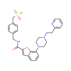 CS(=O)(=O)Cc1ccc(CNC(=O)c2cc3cccc(N4CCN(CCc5ccccn5)CC4)c3o2)cc1 ZINC000114868218