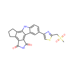 CS(=O)(=O)Cc1nc(-c2ccc3[nH]c4c5c(c6c(c4c3c2)C(=O)NC6=O)CCC5)cs1 ZINC000028897274