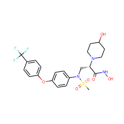 CS(=O)(=O)N(C[C@@H](C(=O)NO)N1CCC(O)CC1)c1ccc(Oc2ccc(C(F)(F)F)cc2)cc1 ZINC000096319040