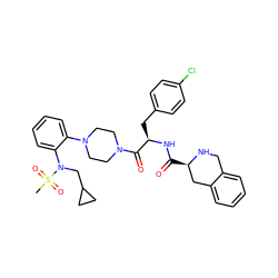 CS(=O)(=O)N(CC1CC1)c1ccccc1N1CCN(C(=O)[C@@H](Cc2ccc(Cl)cc2)NC(=O)[C@@H]2Cc3ccccc3CN2)CC1 ZINC000028334355