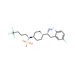 CS(=O)(=O)N(CCCC(F)(F)F)[C@H]1CC[C@H]([C@H](N)Cc2cc(F)ccc2F)CC1 ZINC000261180961