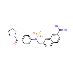 CS(=O)(=O)N(Cc1ccc2ccc(C(=N)N)cc2c1)c1ccc(C(=O)N2CCCC2)cc1 ZINC000013487649