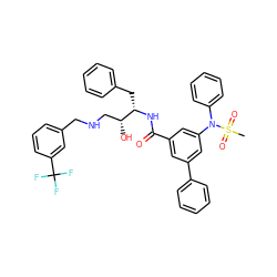 CS(=O)(=O)N(c1ccccc1)c1cc(C(=O)N[C@@H](Cc2ccccc2)[C@H](O)CNCc2cccc(C(F)(F)F)c2)cc(-c2ccccc2)c1 ZINC000058602700