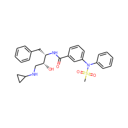 CS(=O)(=O)N(c1ccccc1)c1cccc(C(=O)N[C@@H](Cc2ccccc2)[C@H](O)CNC2CC2)c1 ZINC000038803870