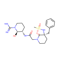 CS(=O)(=O)N[C@@]1(Cc2ccccc2)CCCN(CC(=O)N[C@H]2CCCN(C(=N)N)[C@@H]2O)C1=O ZINC000026492566