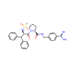 CS(=O)(=O)N[C@@H](C(=O)N1CCC[C@H]1C(=O)NCc1ccc(C(=N)N)cc1)C(c1ccccc1)c1ccccc1 ZINC000025975374