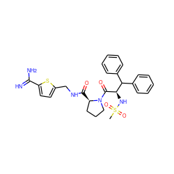 CS(=O)(=O)N[C@@H](C(=O)N1CCC[C@H]1C(=O)NCc1ccc(C(=N)N)s1)C(c1ccccc1)c1ccccc1 ZINC000003976736