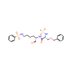 CS(=O)(=O)N[C@H](COCc1ccccc1)C(=O)N[C@H](C=O)CCCCNS(=O)(=O)c1ccccc1 ZINC000013780256