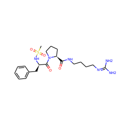 CS(=O)(=O)N[C@H](Cc1ccccc1)C(=O)N1CCC[C@H]1C(=O)NCCCCN=C(N)N ZINC000013436204