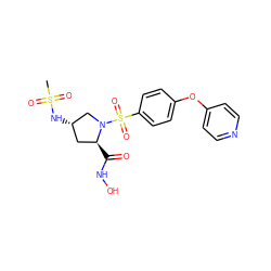 CS(=O)(=O)N[C@H]1C[C@H](C(=O)NO)N(S(=O)(=O)c2ccc(Oc3ccncc3)cc2)C1 ZINC000013835723