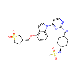 CS(=O)(=O)N[C@H]1CC[C@H](Nc2nccc(-n3ccc4c(OC[C@@H]5CCS(=O)(=O)C5)cccc43)n2)CC1 ZINC000299845000