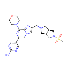 CS(=O)(=O)N1C[C@@H]2CN(Cc3cn4cc(-c5cnc(N)nc5)nc(N5CCOCC5)c4n3)C[C@@H]2C1 ZINC000084739583