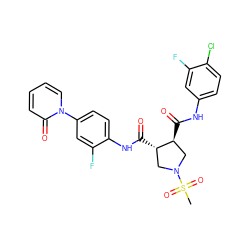 CS(=O)(=O)N1C[C@H](C(=O)Nc2ccc(Cl)c(F)c2)[C@@H](C(=O)Nc2ccc(-n3ccccc3=O)cc2F)C1 ZINC000058590849