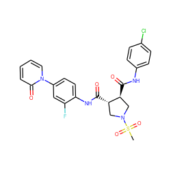 CS(=O)(=O)N1C[C@H](C(=O)Nc2ccc(Cl)cc2)[C@@H](C(=O)Nc2ccc(-n3ccccc3=O)cc2F)C1 ZINC000014210918