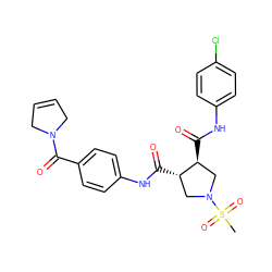 CS(=O)(=O)N1C[C@H](C(=O)Nc2ccc(Cl)cc2)[C@@H](C(=O)Nc2ccc(C(=O)N3CC=CC3)cc2)C1 ZINC000058604055