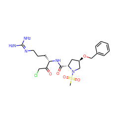 CS(=O)(=O)N1C[C@H](OCc2ccccc2)C[C@H]1C(=O)N[C@@H](CCCN=C(N)N)C(=O)CCl ZINC000026287306