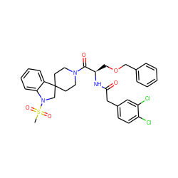 CS(=O)(=O)N1CC2(CCN(C(=O)[C@@H](COCc3ccccc3)NC(=O)Cc3ccc(Cl)c(Cl)c3)CC2)c2ccccc21 ZINC000029546929