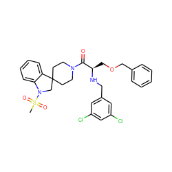 CS(=O)(=O)N1CC2(CCN(C(=O)[C@@H](COCc3ccccc3)NCc3cc(Cl)cc(Cl)c3)CC2)c2ccccc21 ZINC000029488507