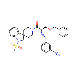 CS(=O)(=O)N1CC2(CCN(C(=O)[C@@H](COCc3ccccc3)NCc3cccc(C#N)c3)CC2)c2ccccc21 ZINC000029544554