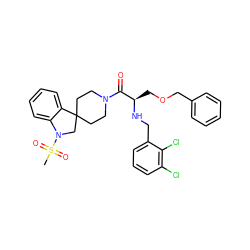 CS(=O)(=O)N1CC2(CCN(C(=O)[C@@H](COCc3ccccc3)NCc3cccc(Cl)c3Cl)CC2)c2ccccc21 ZINC000029544548