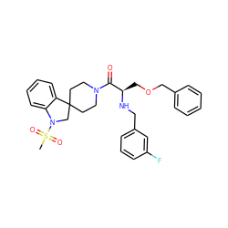 CS(=O)(=O)N1CC2(CCN(C(=O)[C@@H](COCc3ccccc3)NCc3cccc(F)c3)CC2)c2ccccc21 ZINC000029489430