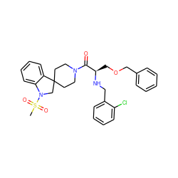 CS(=O)(=O)N1CC2(CCN(C(=O)[C@@H](COCc3ccccc3)NCc3ccccc3Cl)CC2)c2ccccc21 ZINC000084462231