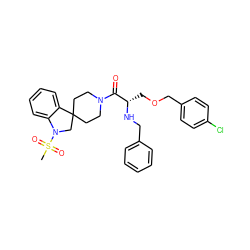 CS(=O)(=O)N1CC2(CCN(C(=O)[C@H](COCc3ccc(Cl)cc3)NCc3ccccc3)CC2)c2ccccc21 ZINC000029547884