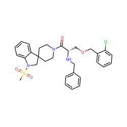 CS(=O)(=O)N1CC2(CCN(C(=O)[C@H](COCc3ccccc3Cl)NCc3ccccc3)CC2)c2ccccc21 ZINC000029547746