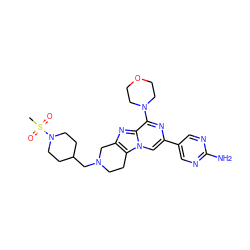 CS(=O)(=O)N1CCC(CN2CCc3c(nc4c(N5CCOCC5)nc(-c5cnc(N)nc5)cn34)C2)CC1 ZINC000198536419