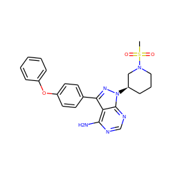 CS(=O)(=O)N1CCC[C@@H](n2nc(-c3ccc(Oc4ccccc4)cc3)c3c(N)ncnc32)C1 ZINC000653782781