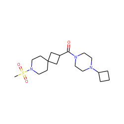 CS(=O)(=O)N1CCC2(CC1)CC(C(=O)N1CCN(C3CCC3)CC1)C2 ZINC000103243066