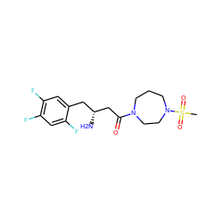 CS(=O)(=O)N1CCCN(C(=O)C[C@H](N)Cc2cc(F)c(F)cc2F)CC1 ZINC000040410870