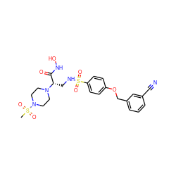 CS(=O)(=O)N1CCN([C@@H](CNS(=O)(=O)c2ccc(OCc3cccc(C#N)c3)cc2)C(=O)NO)CC1 ZINC000114991191